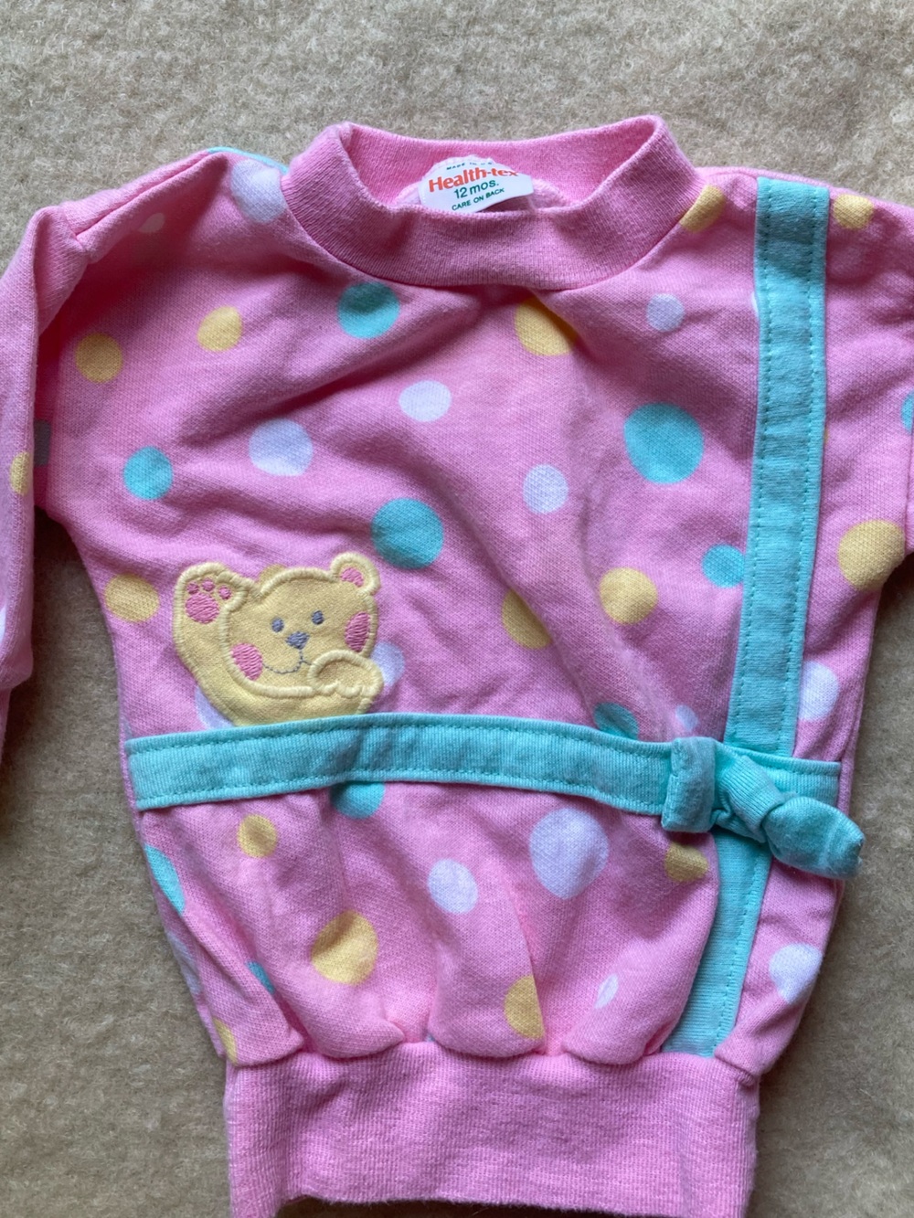 80s Polka Dot Bear Bow Sweatshirt 12M